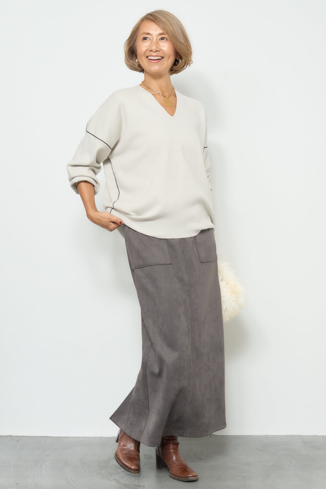 マシュマロスエードナロースカート