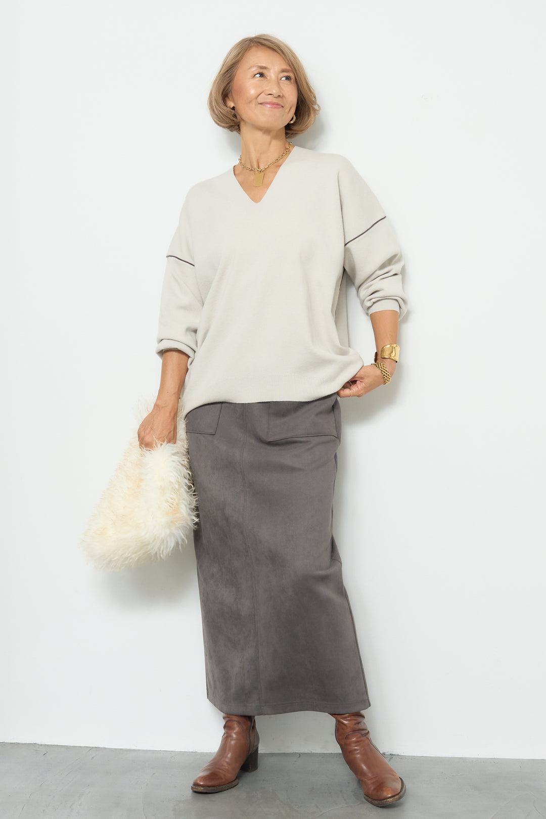 マシュマロスエードナロースカート