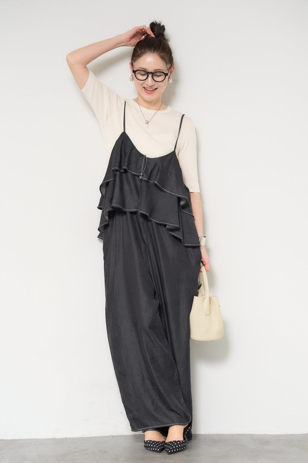 サラっと細リブニット