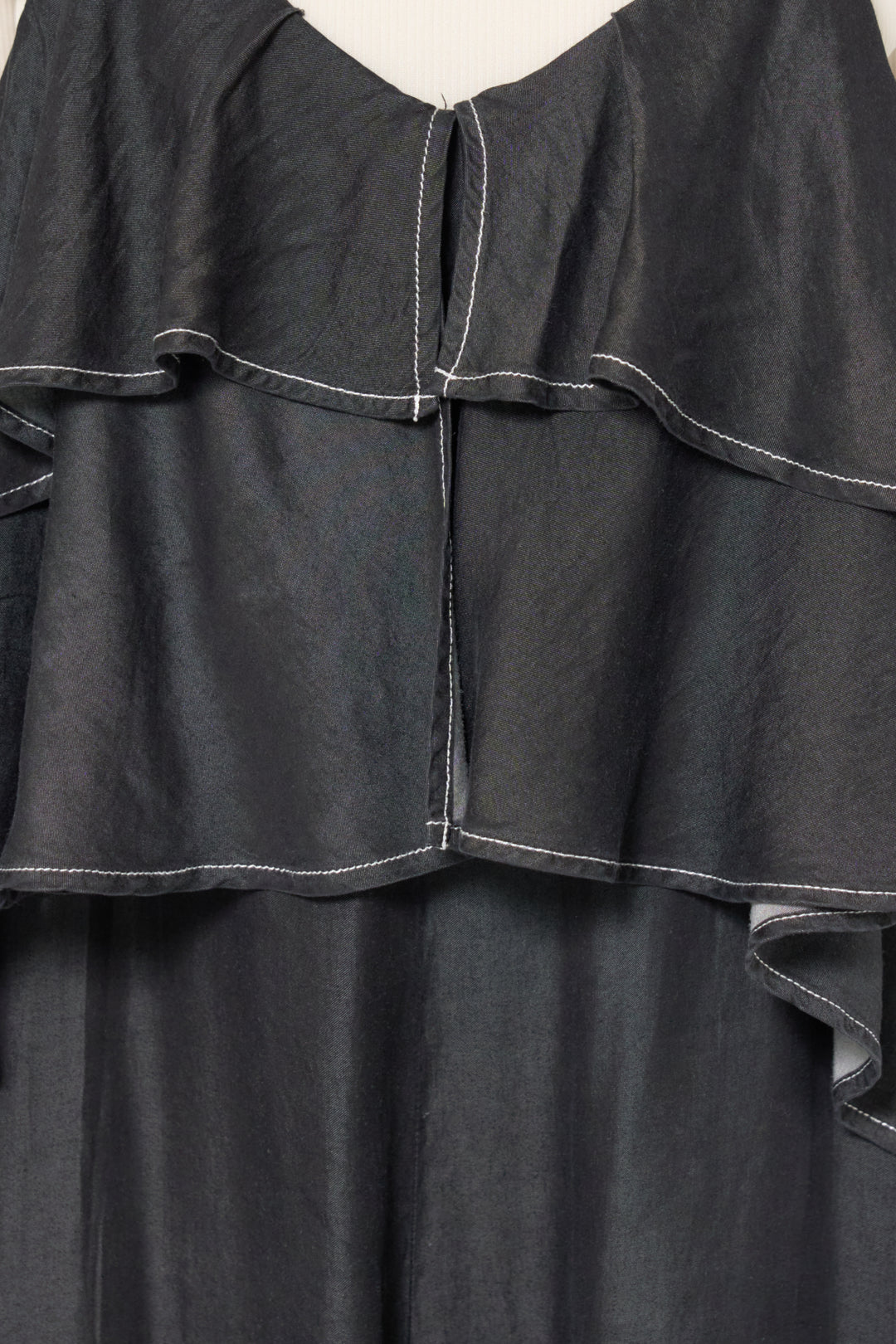 [SET]サラっと細リブニット+デニムフリルサロペット(2set)