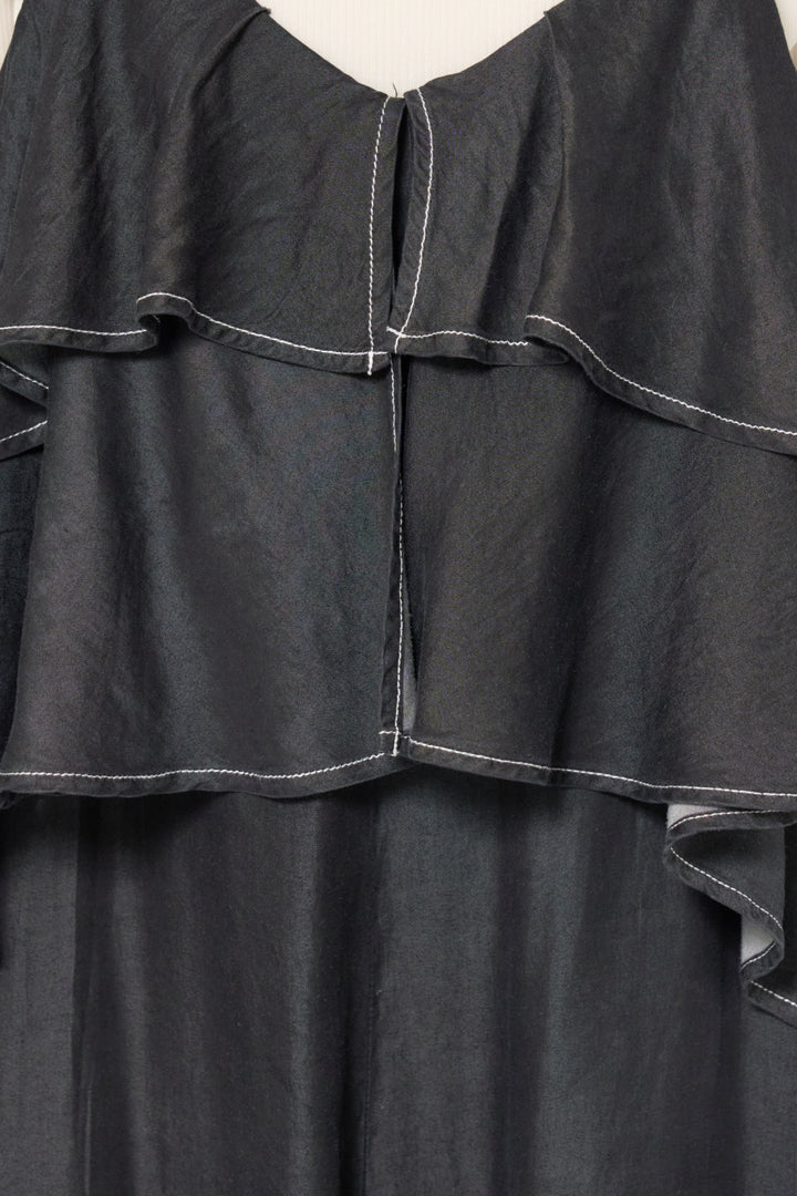 [SET]サラっと細リブニット+デニムフリルサロペット(2set)