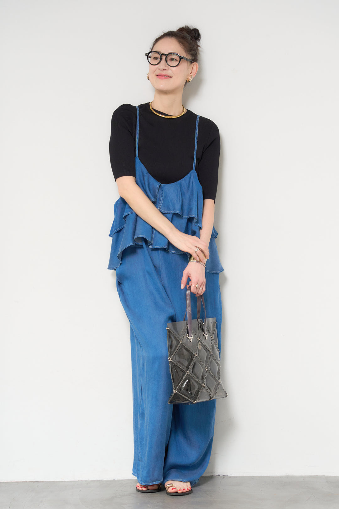 サラっと細リブニット