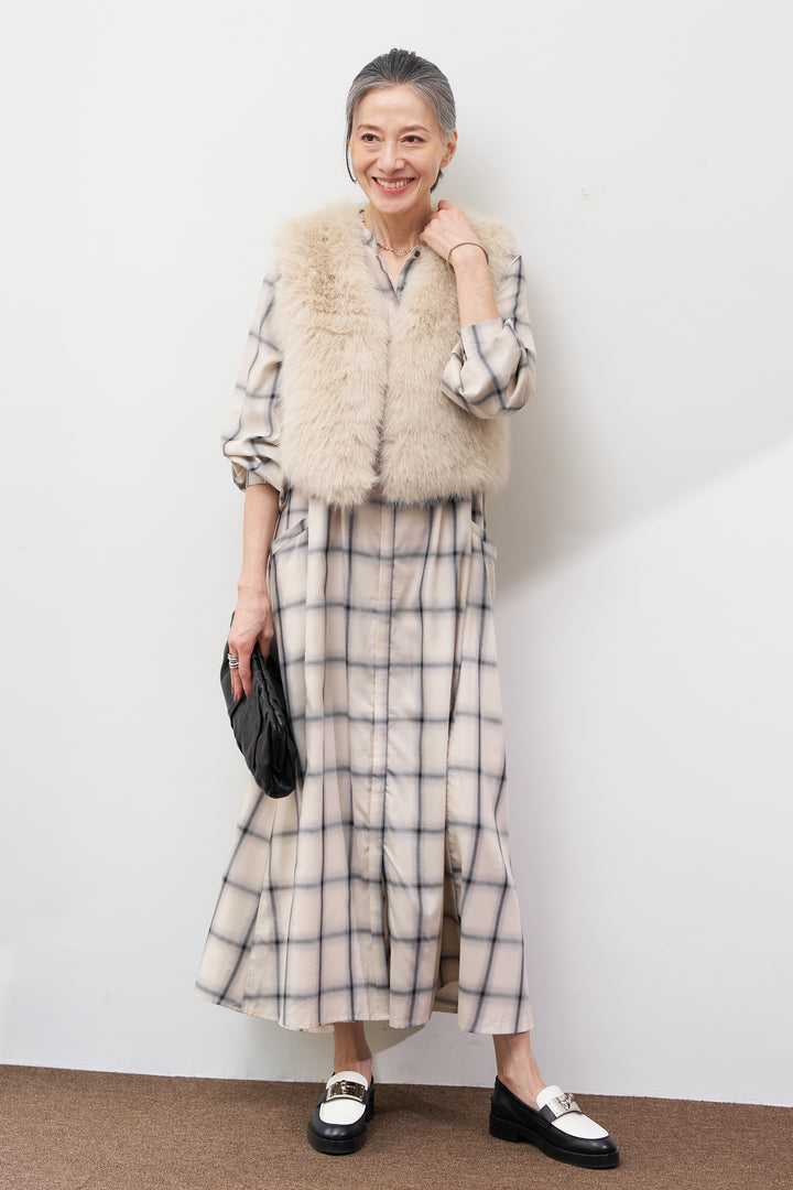 チェックフレアシャツワンピース