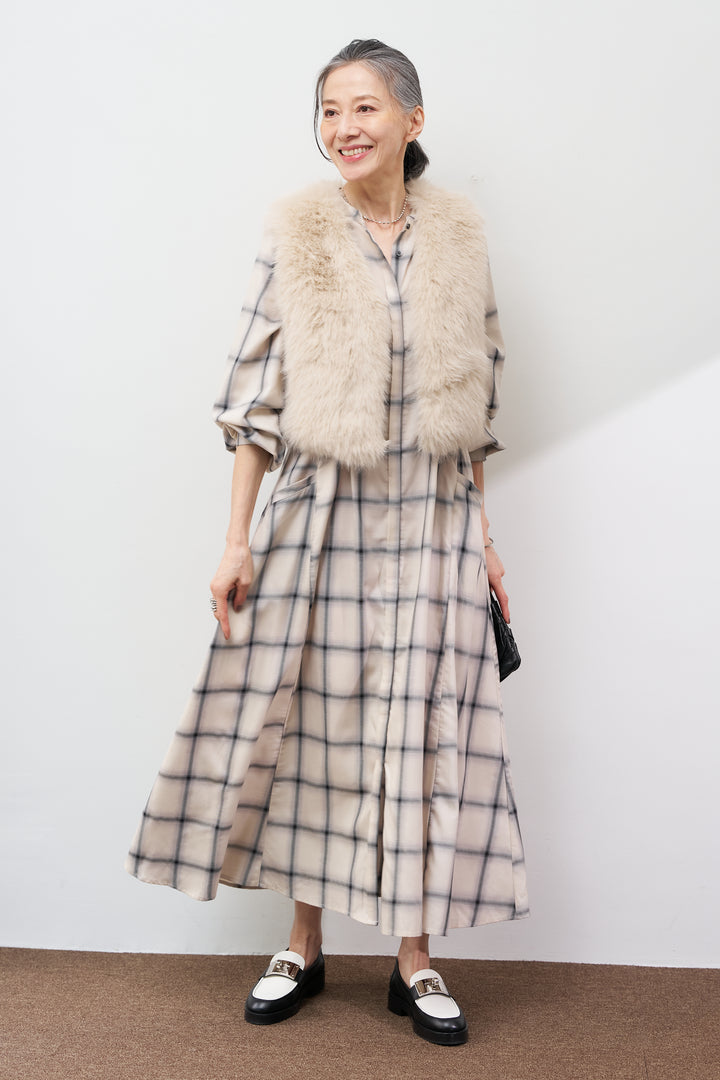 チェックフレアシャツワンピース