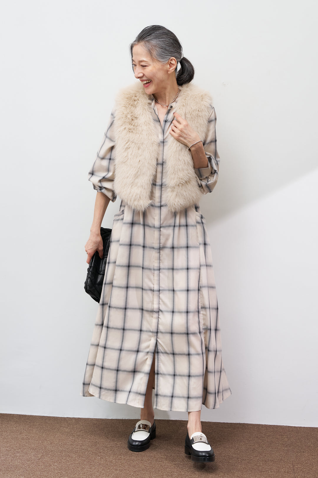 チェックフレアシャツワンピース
