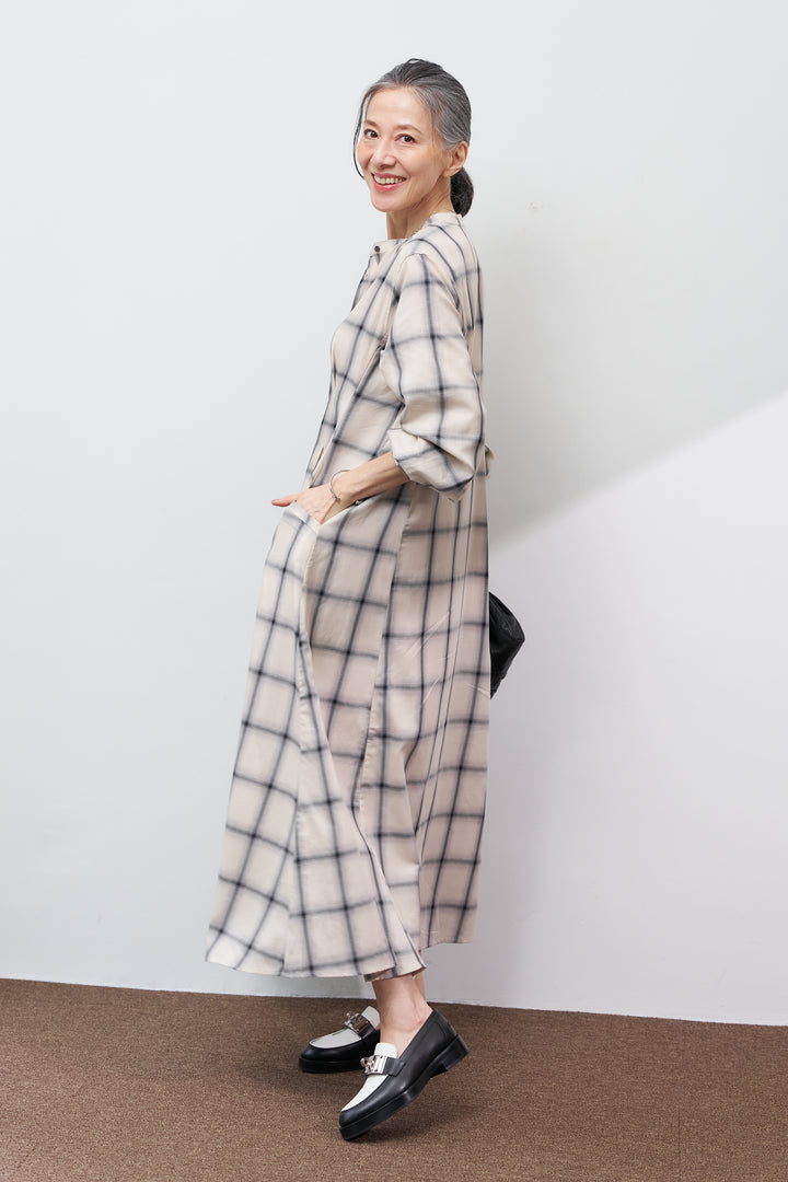 チェックフレアシャツワンピース