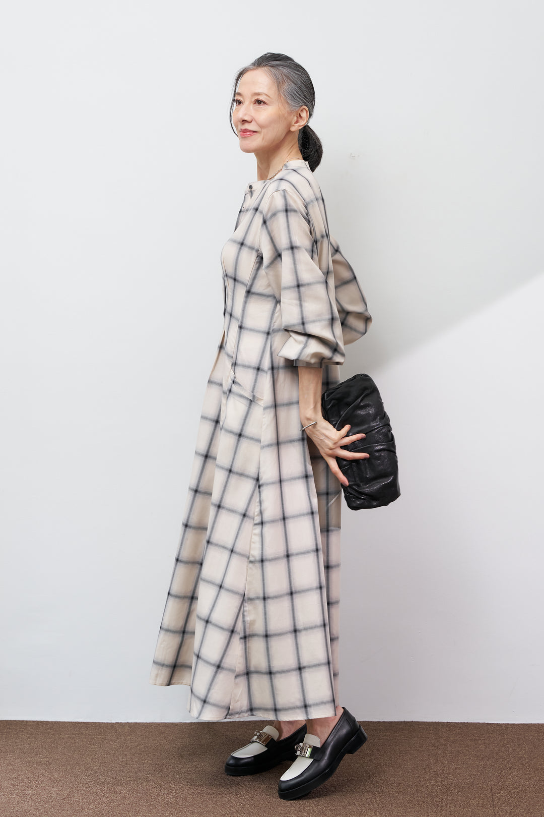 チェックフレアシャツワンピース