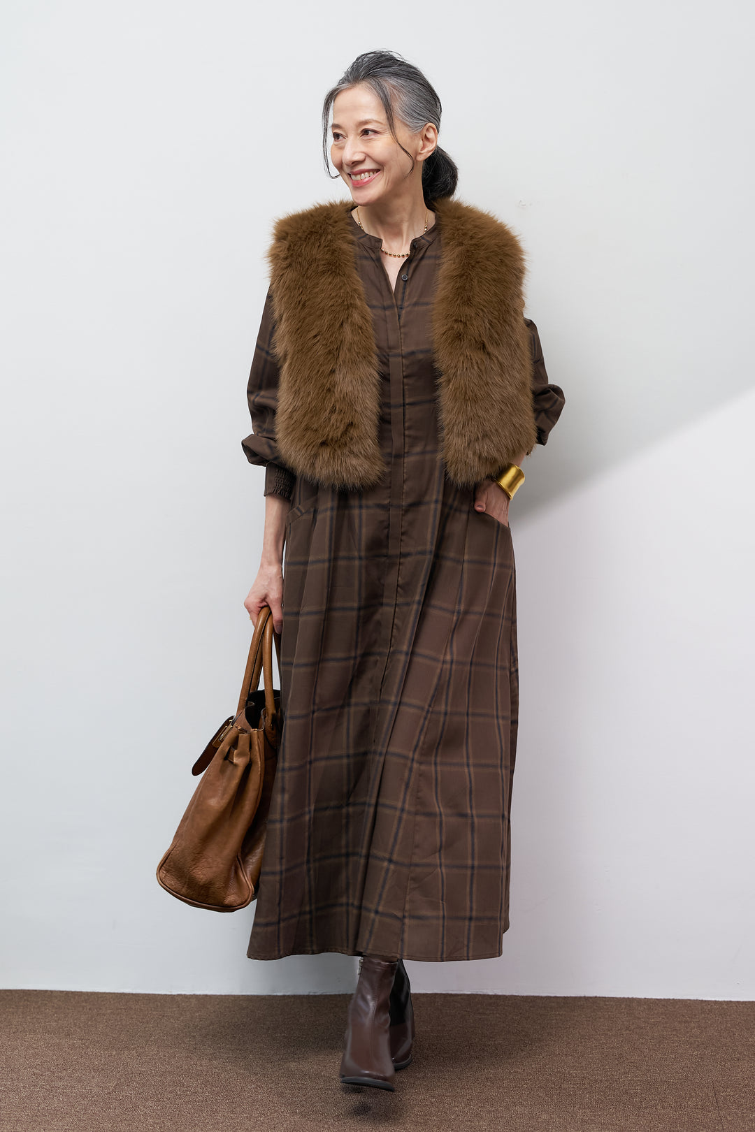 チェックフレアシャツワンピース