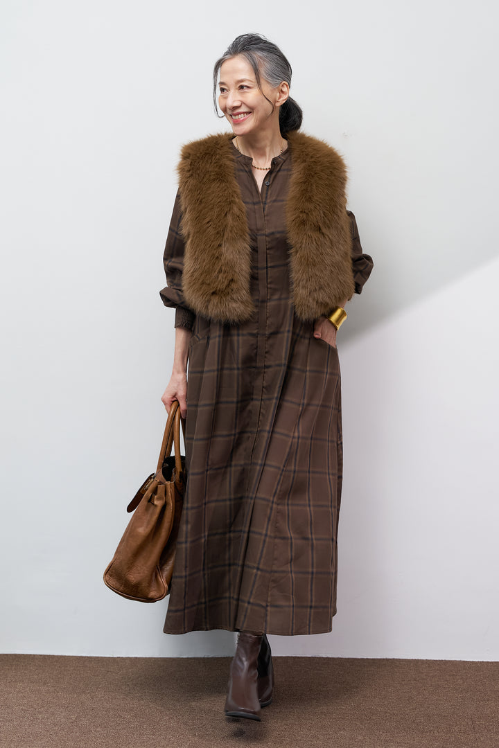 チェックフレアシャツワンピース