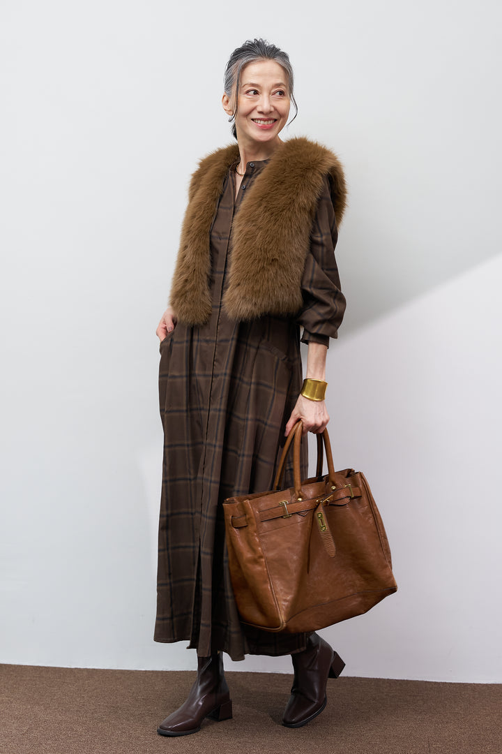 チェックフレアシャツワンピース