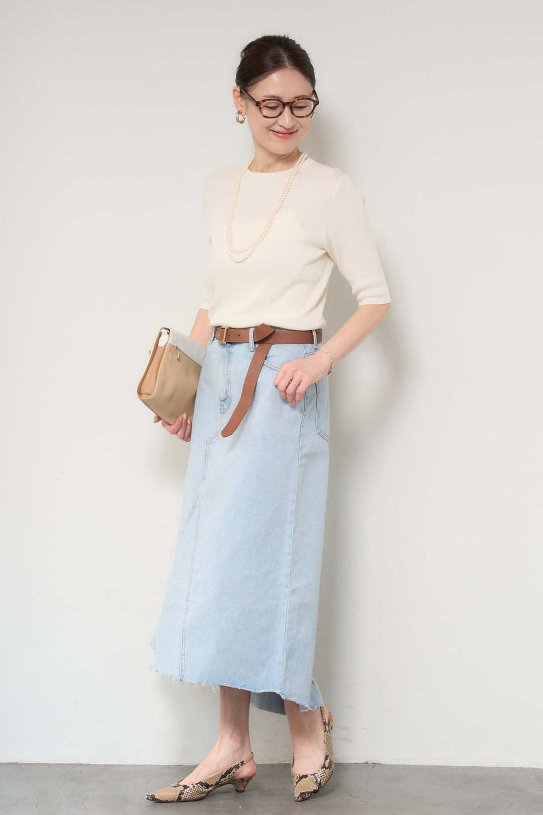 サラっと細リブニット