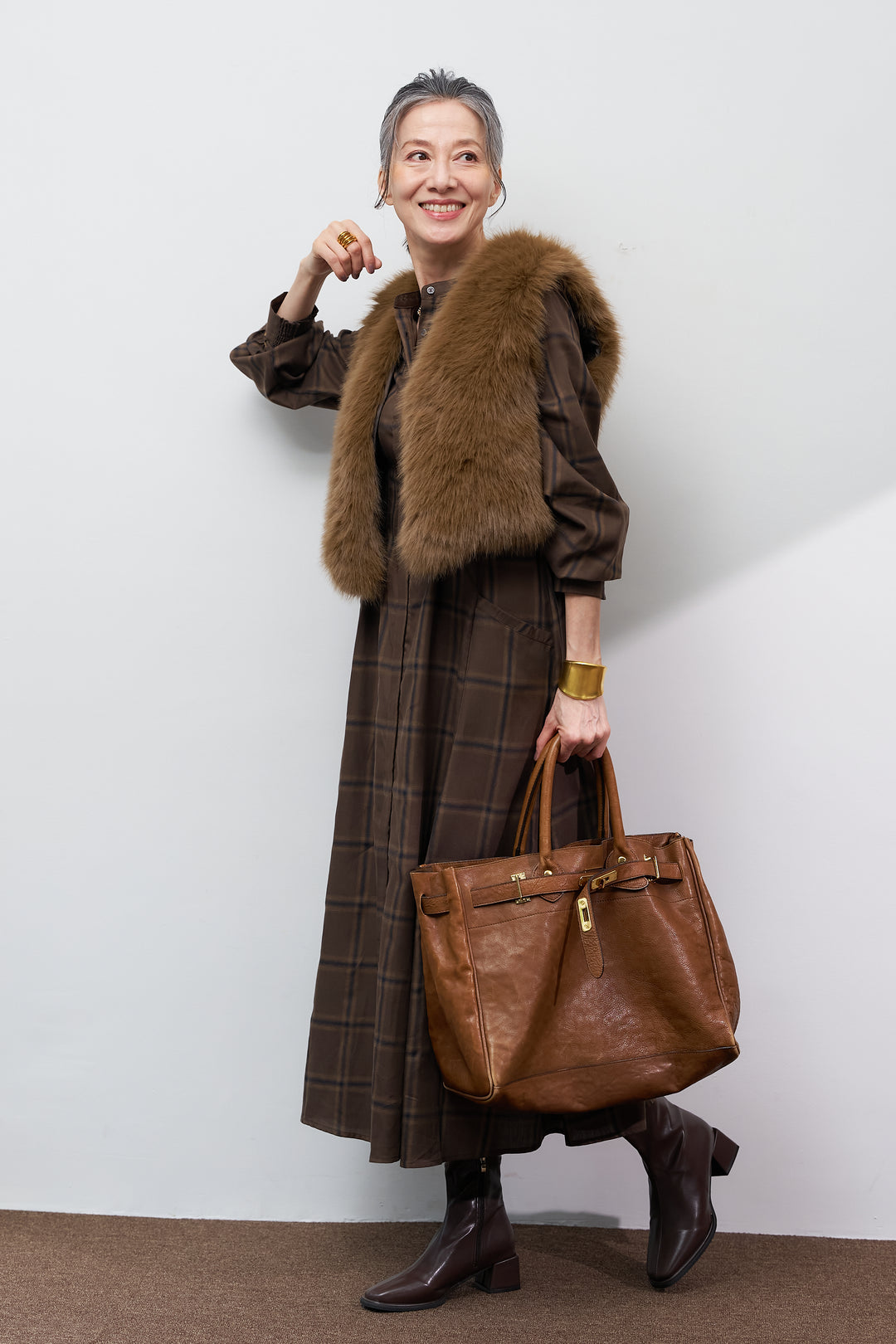 チェックフレアシャツワンピース