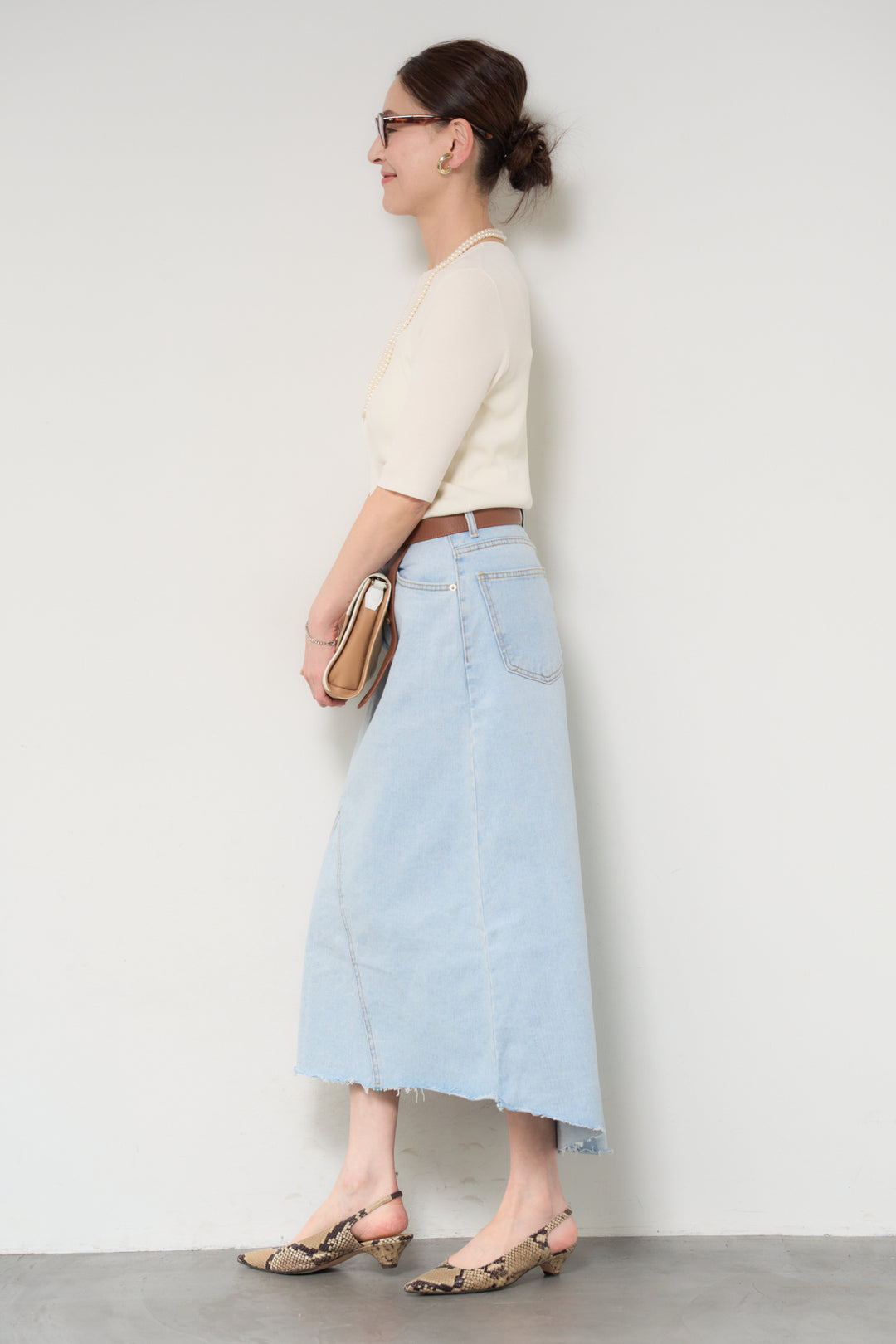 サラっと細リブニット