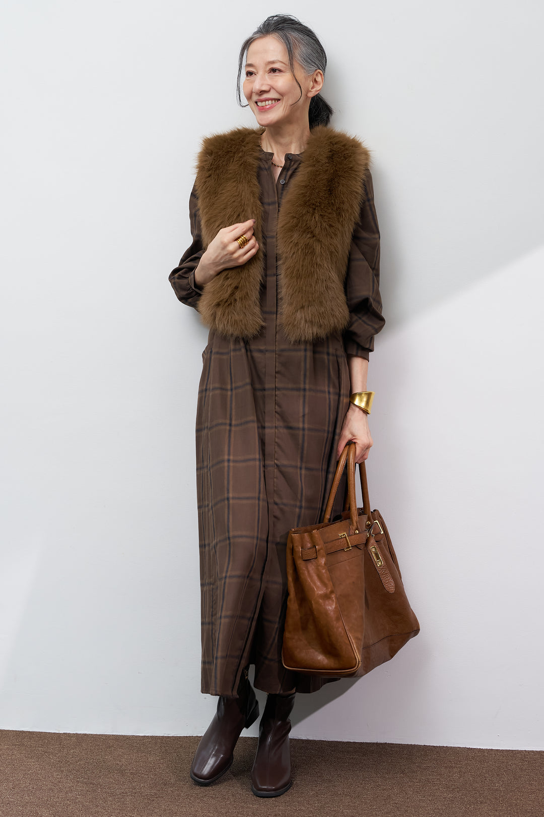 チェックフレアシャツワンピース