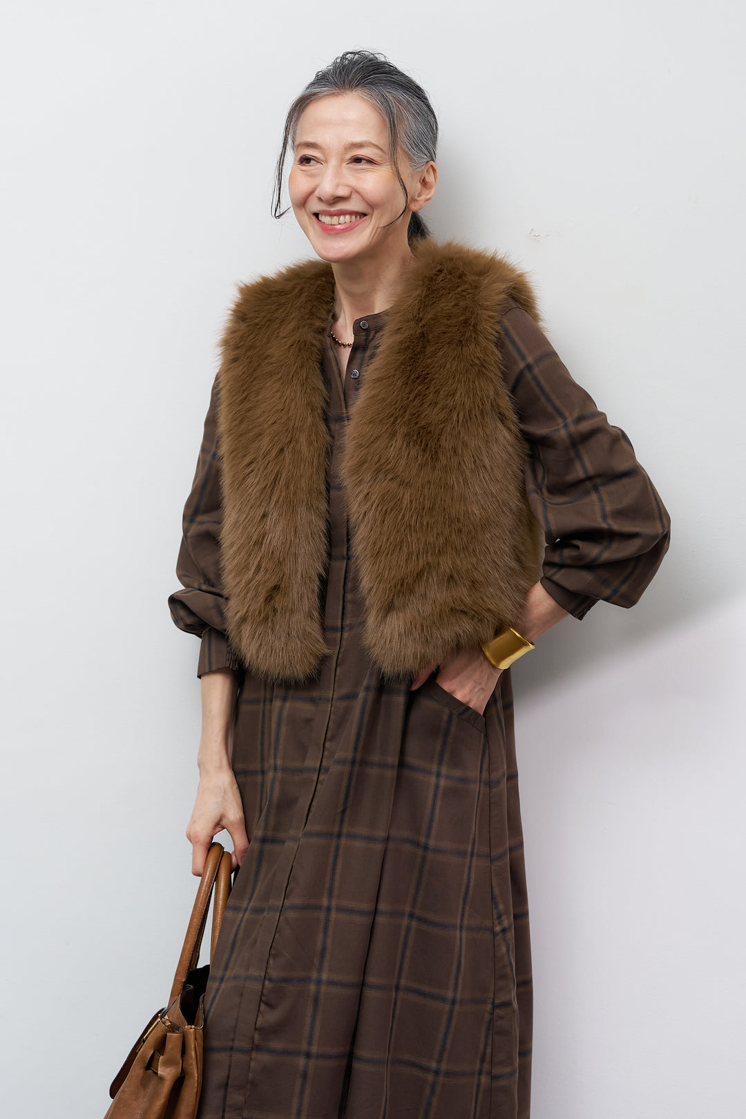 チェックフレアシャツワンピース