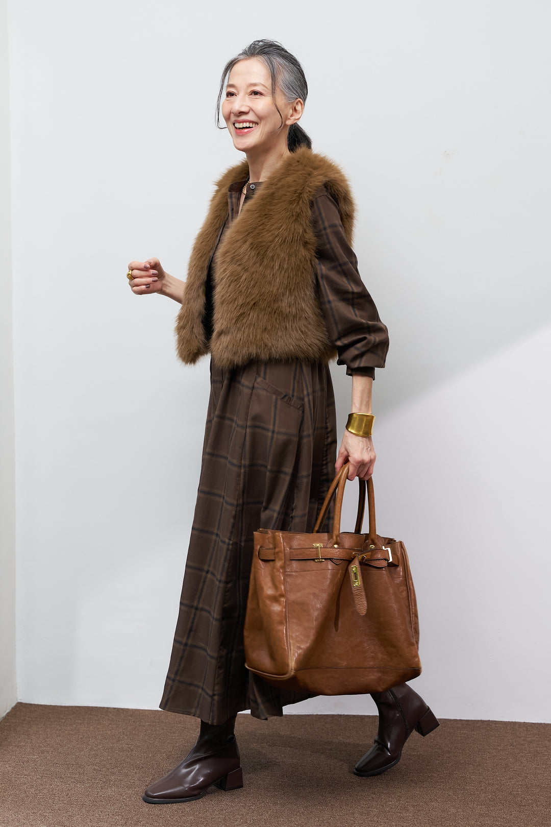 チェックフレアシャツワンピース