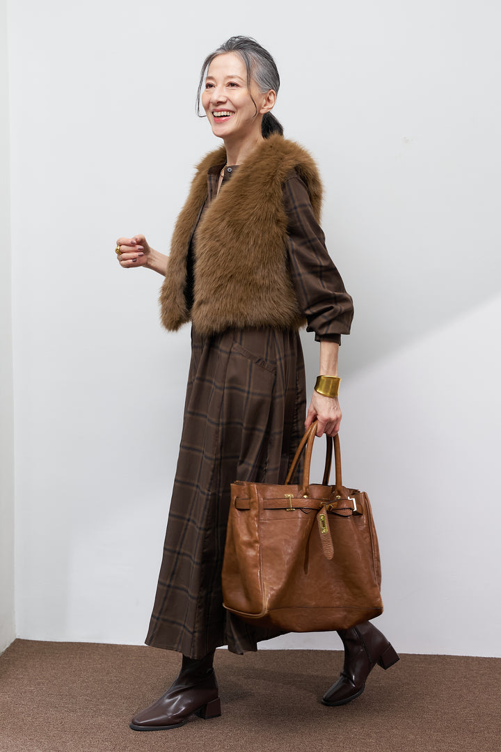 チェックフレアシャツワンピース