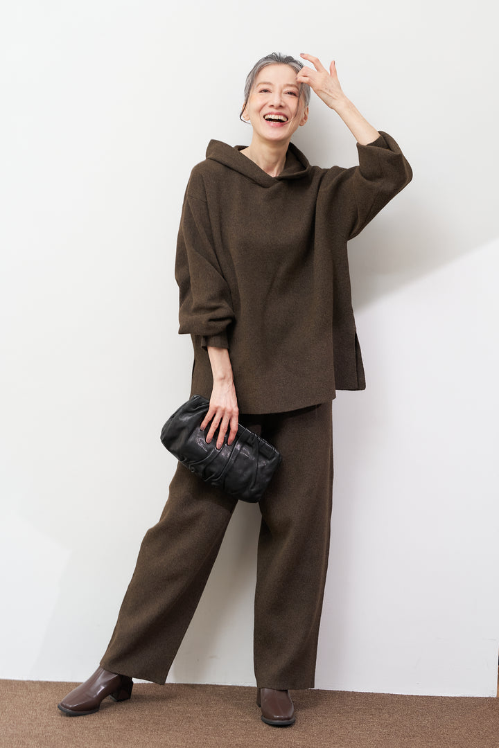 杢ニットテーパードパンツ