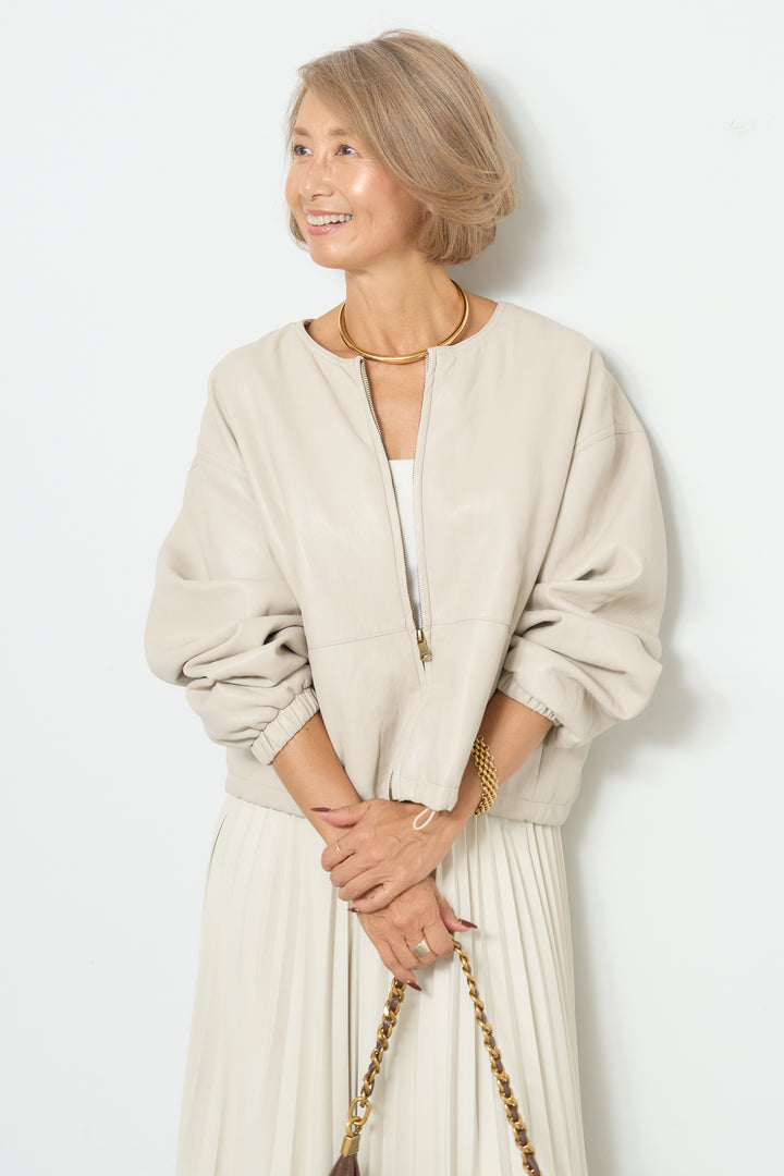 フェイクレザーブルゾン