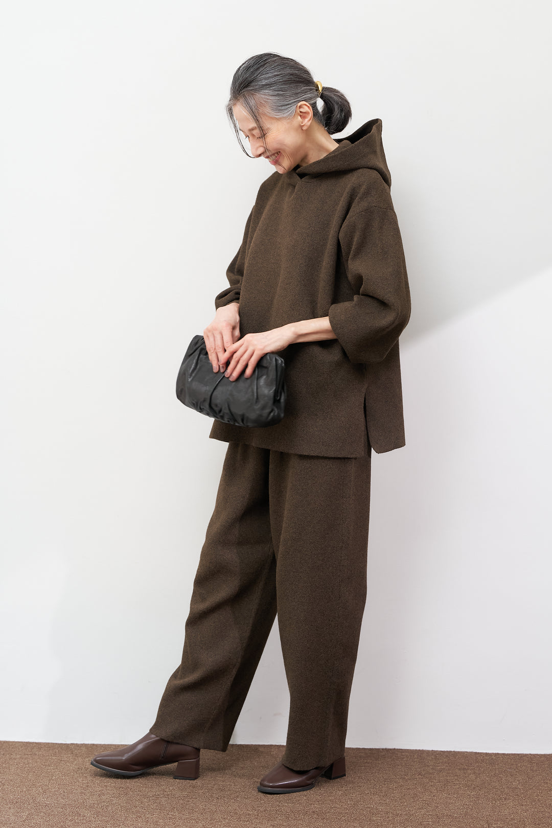 杢ニットテーパードパンツ