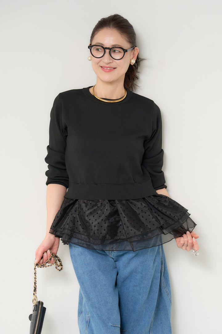 2WAYドットチュール切替プルオーバー