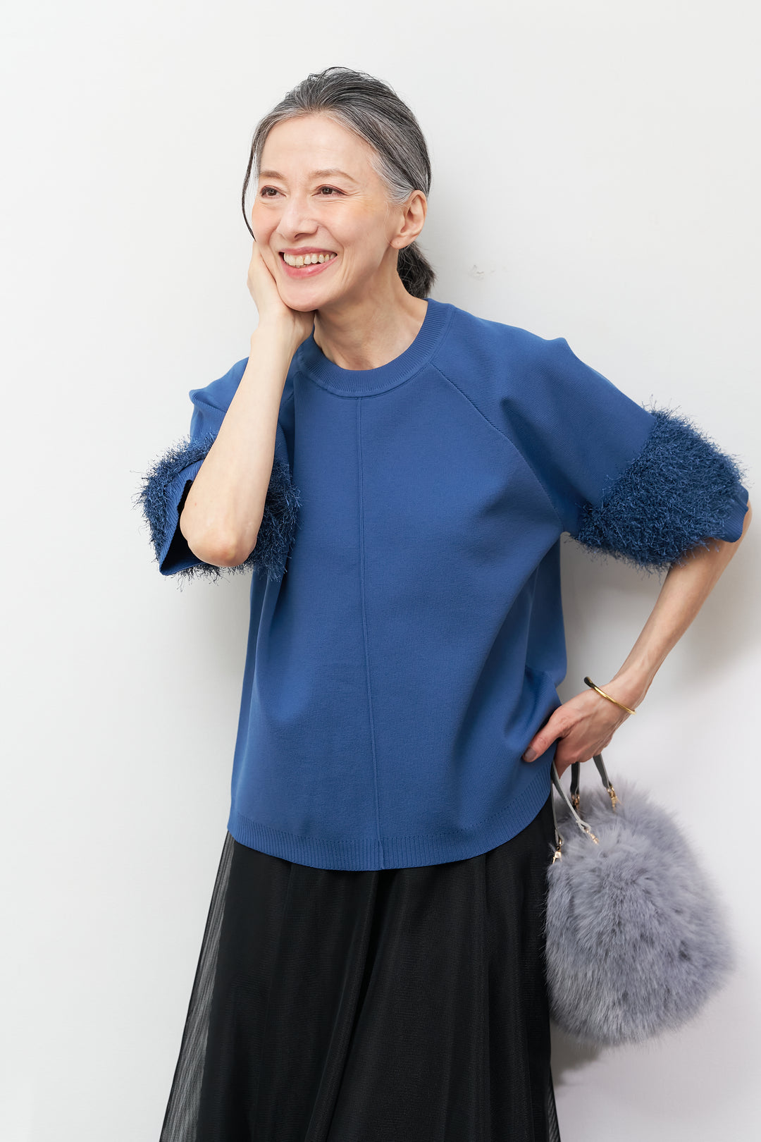 軽量リブ切替半袖プルオーバー