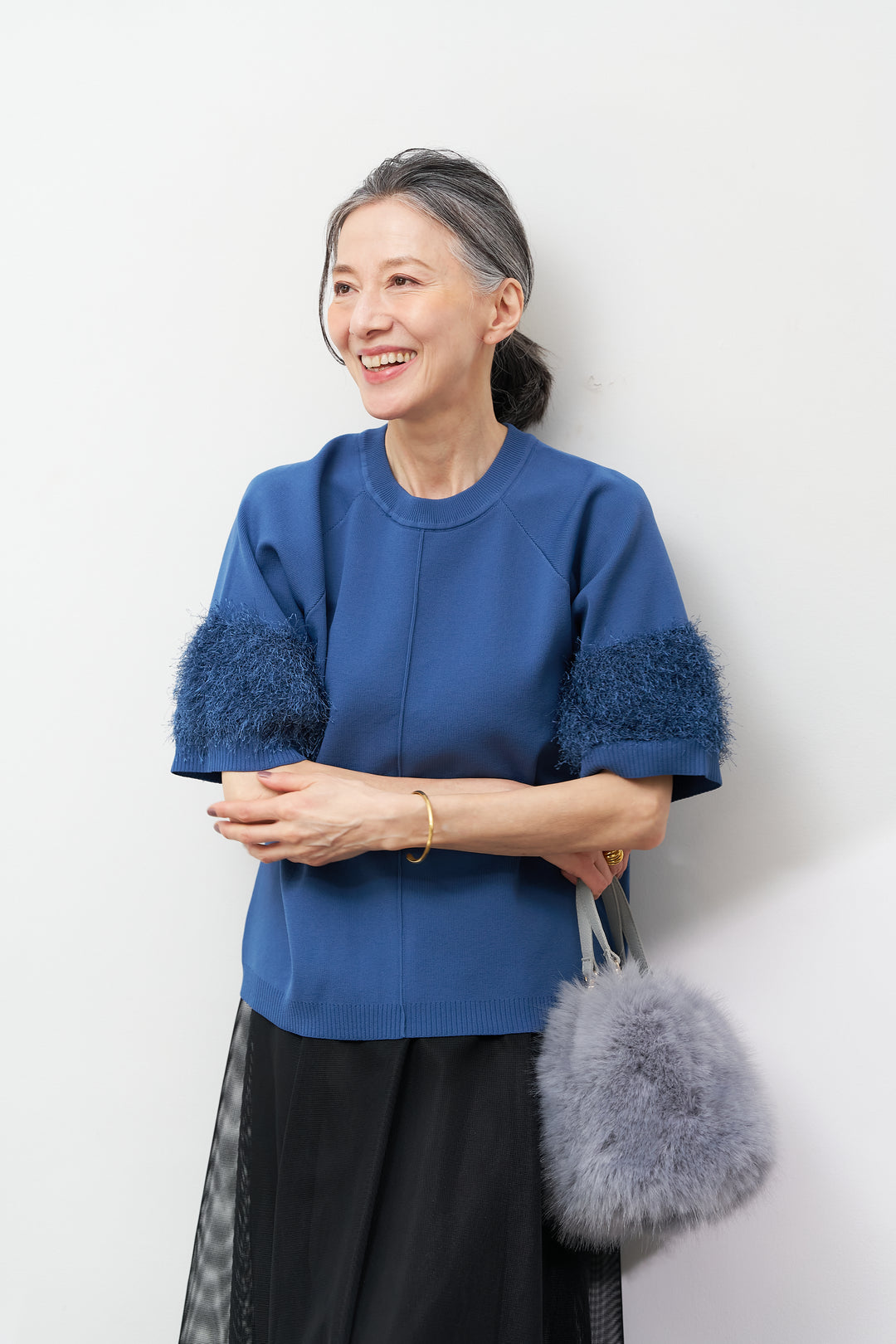 軽量リブ切替半袖プルオーバー