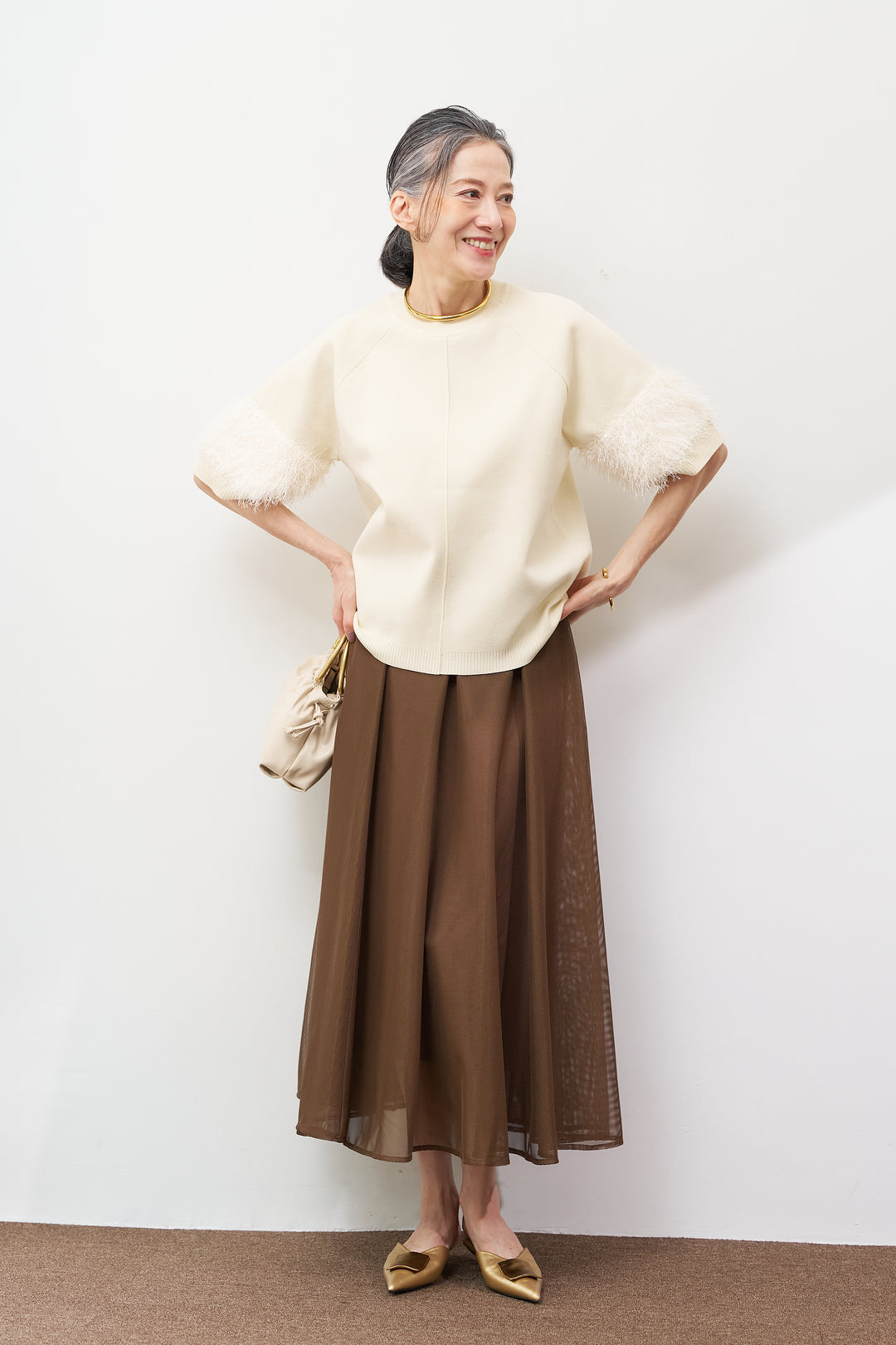 メッシュフレアスカート