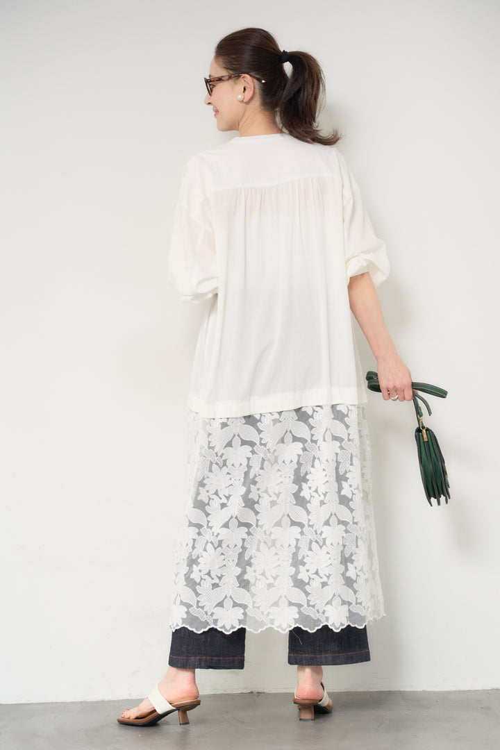 裾レースロング丈チュニック