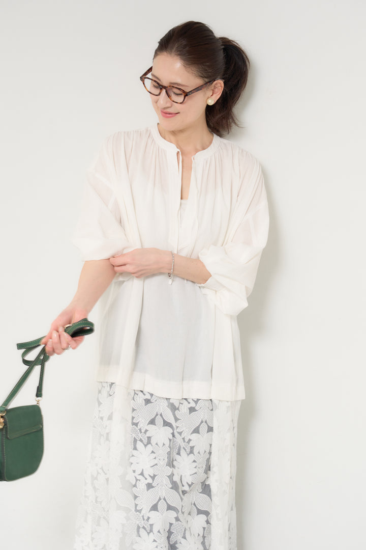 裾レースロング丈チュニック