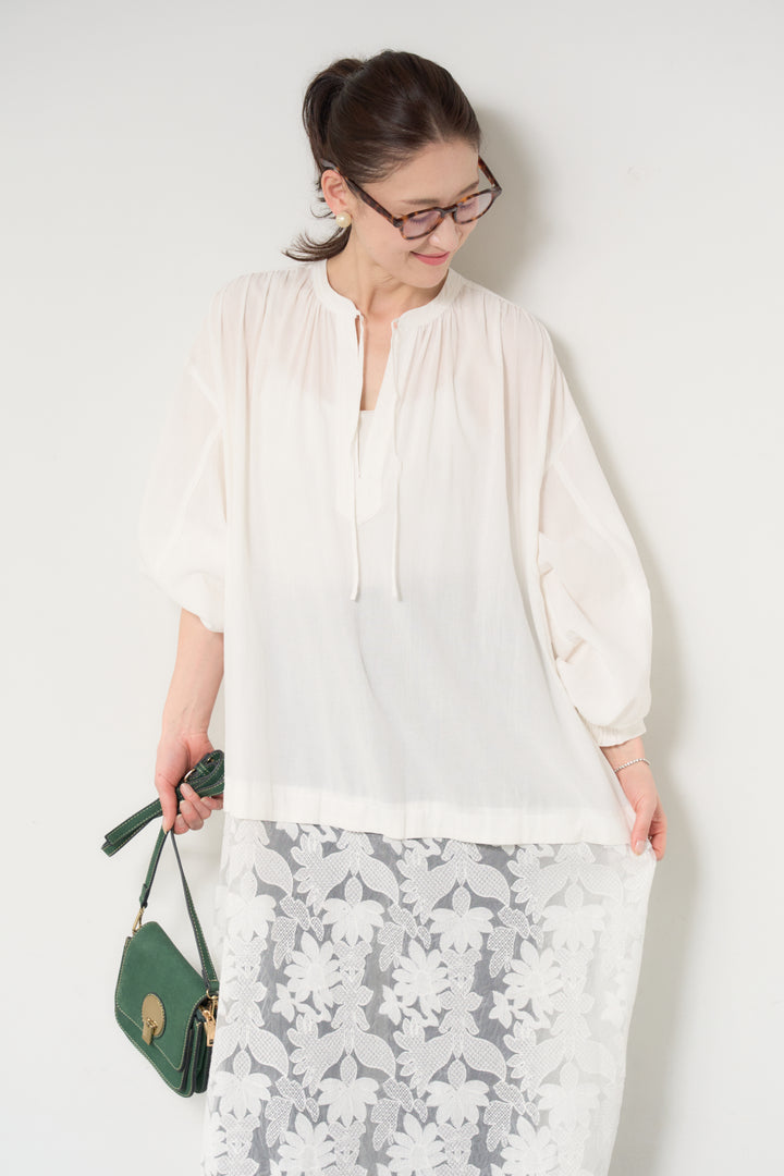 裾レースロング丈チュニック