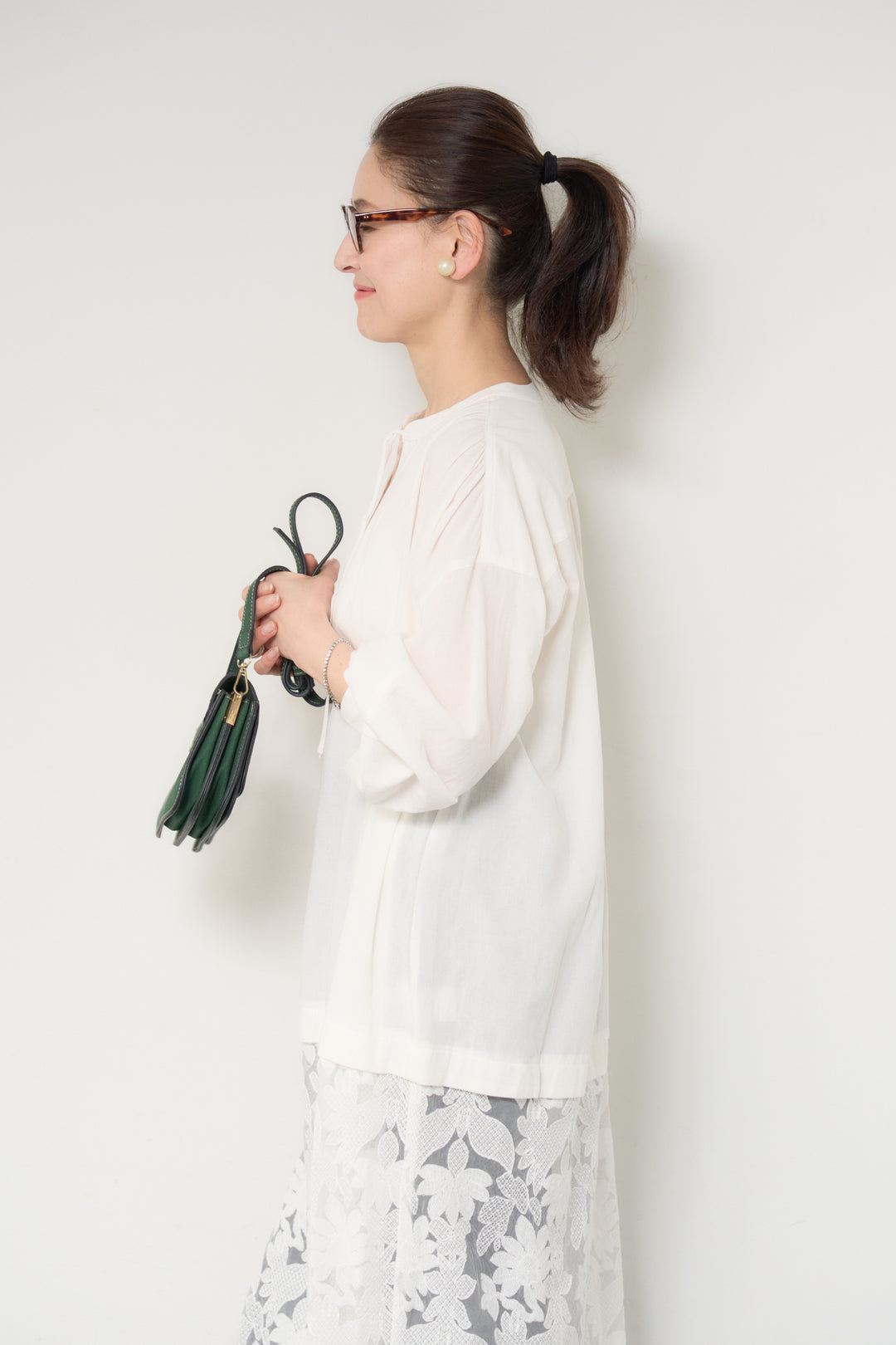 裾レースロング丈チュニック