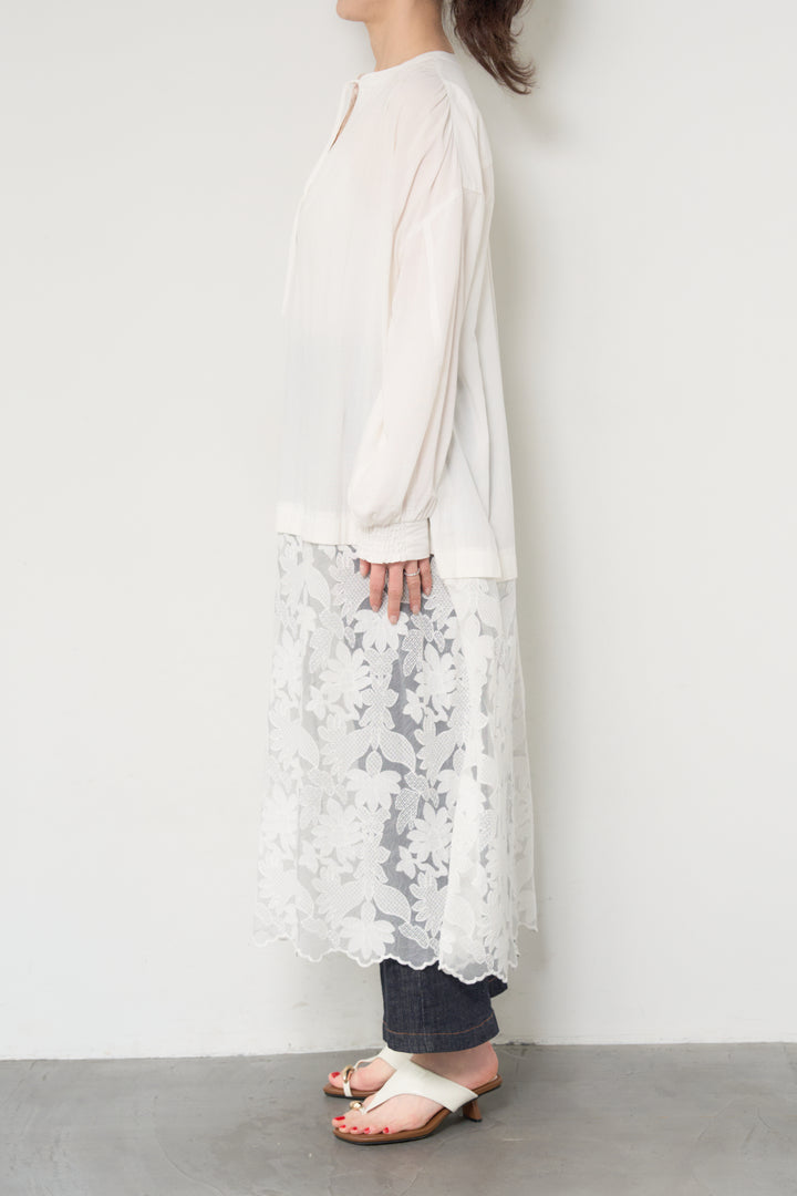 裾レースロング丈チュニック