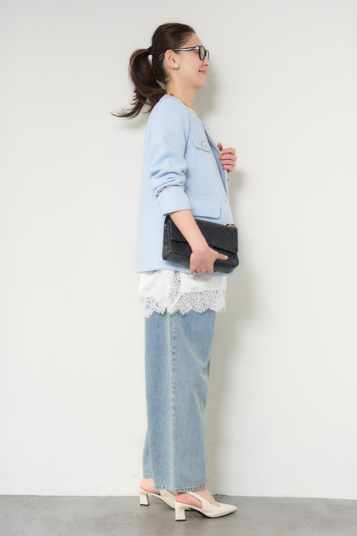 ミディ丈ツイードジャケット