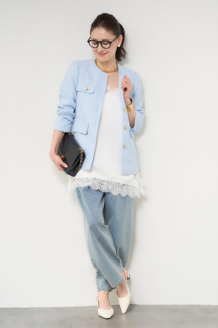 ミディ丈ツイードジャケット