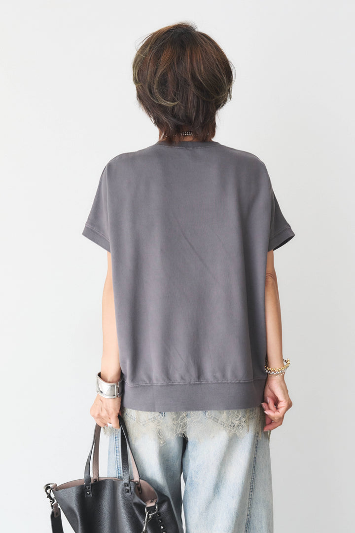 カレッジ刺繍ピグメントスウェットTシャツ
