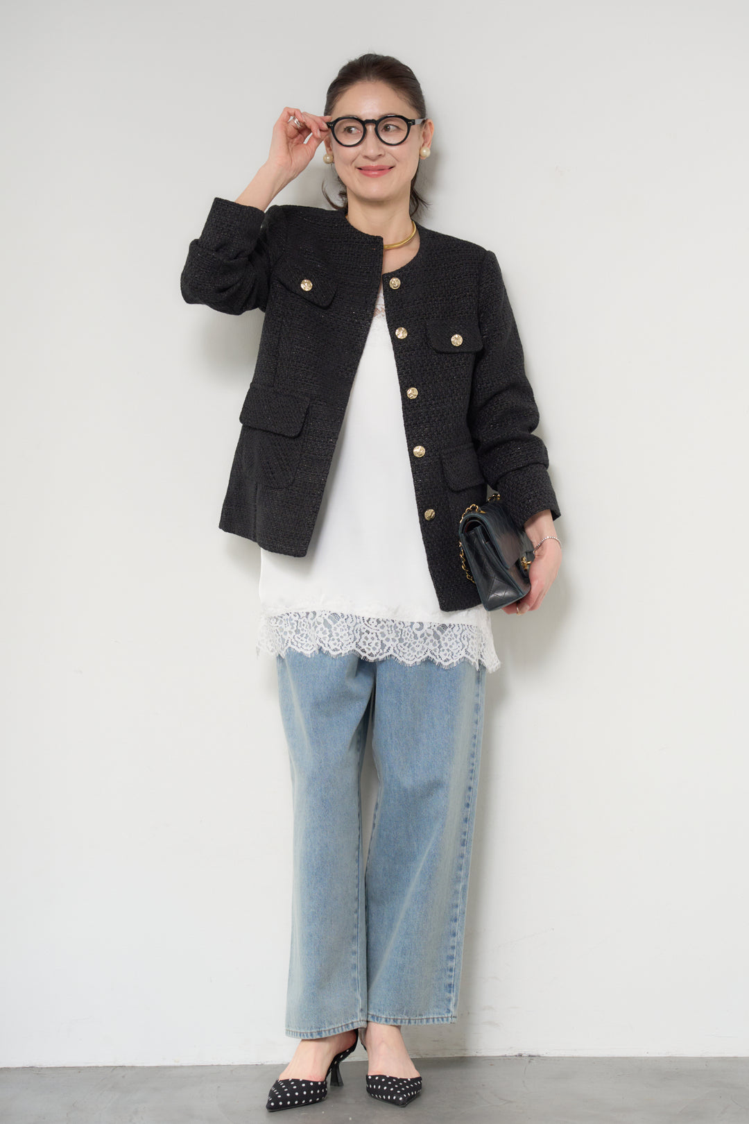 サイドスリットレースキャミソール