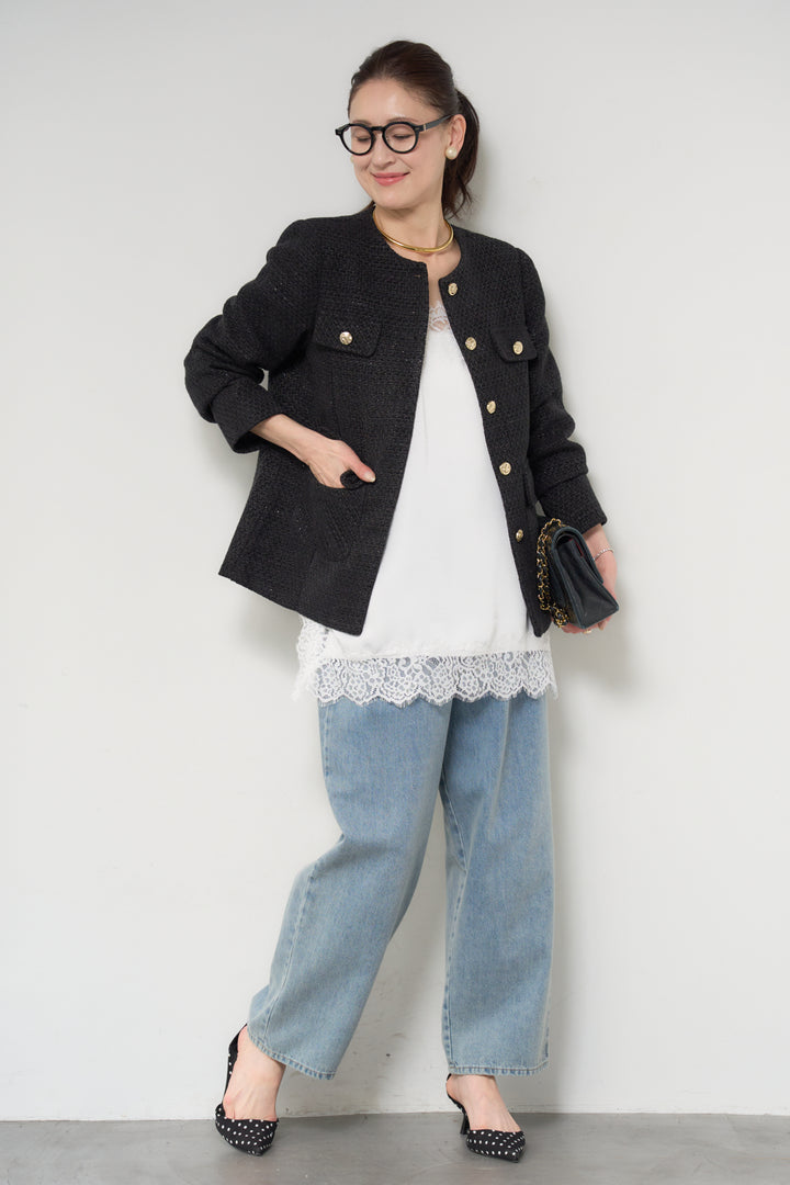 ミディ丈ツイードジャケット