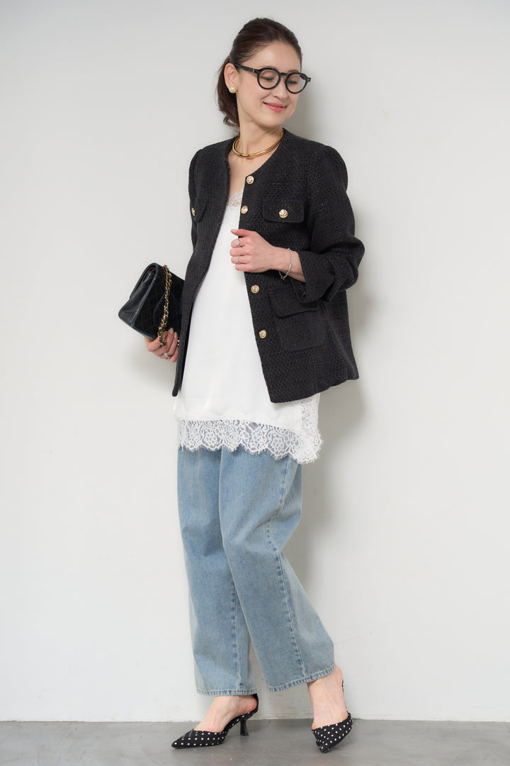 サイドスリットレースキャミソール