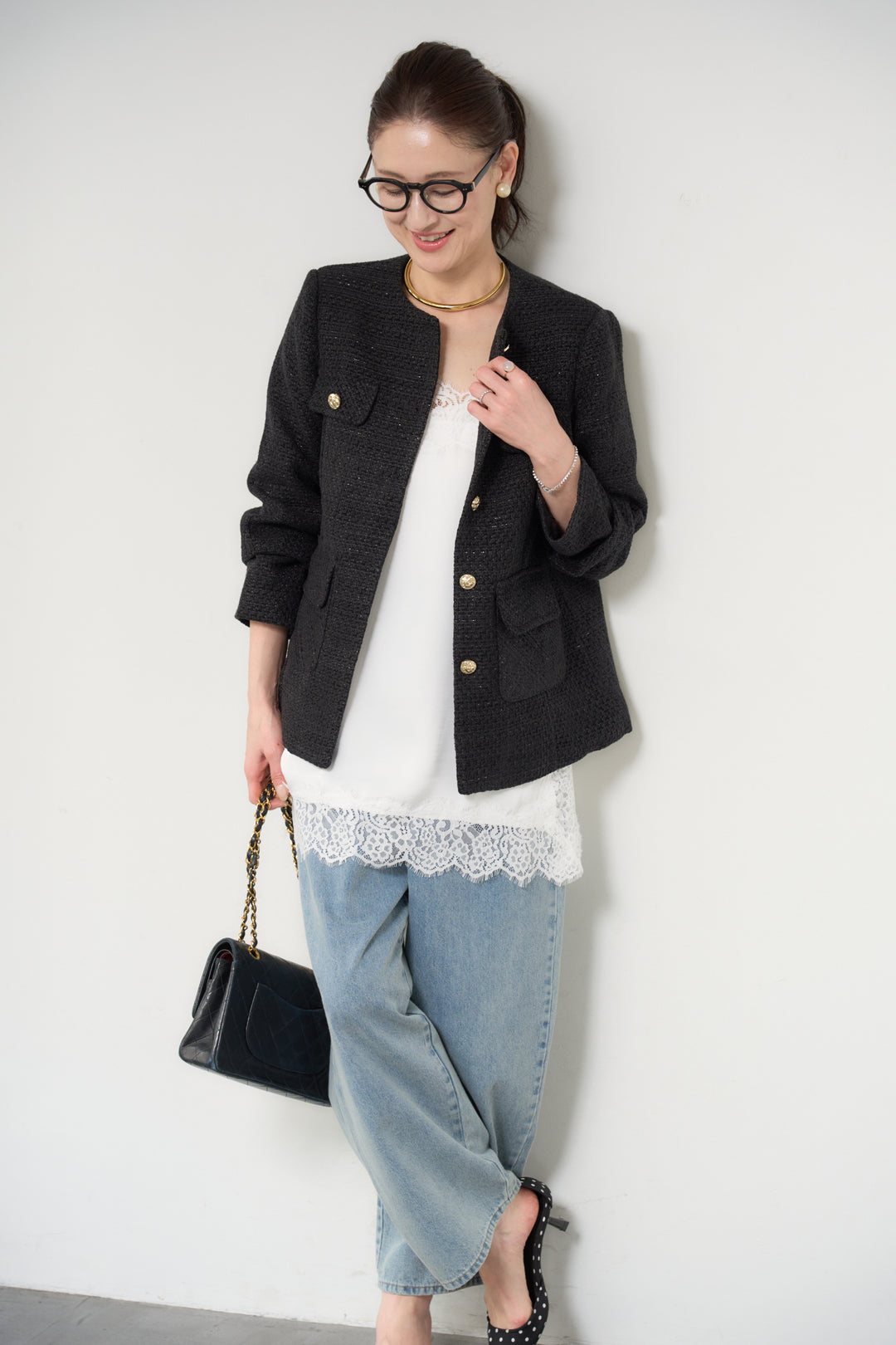 サイドスリットレースキャミソール