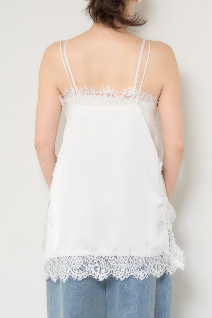 [SET]ミディ丈ツイードジャケット+サイドスリットレースキャミソール(2set)