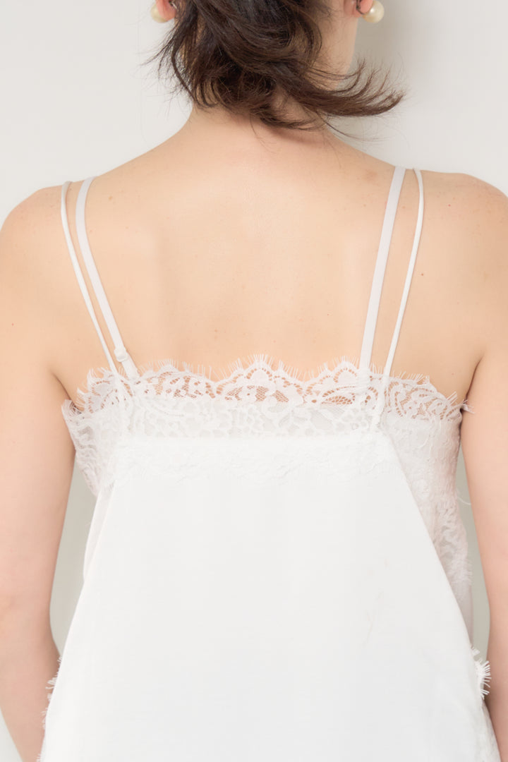 [SET]ミディ丈ツイードジャケット+サイドスリットレースキャミソール(2set)