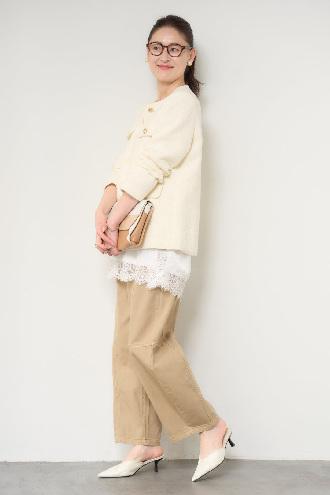 ミディ丈ツイードジャケット