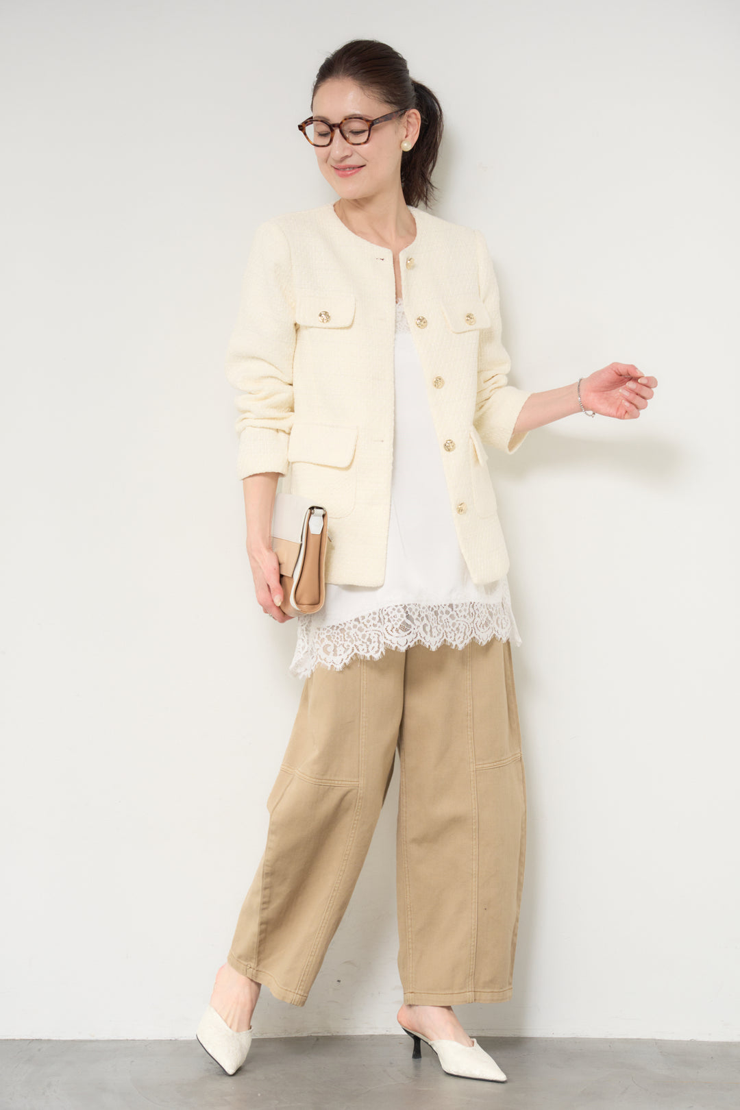 ミディ丈ツイードジャケット