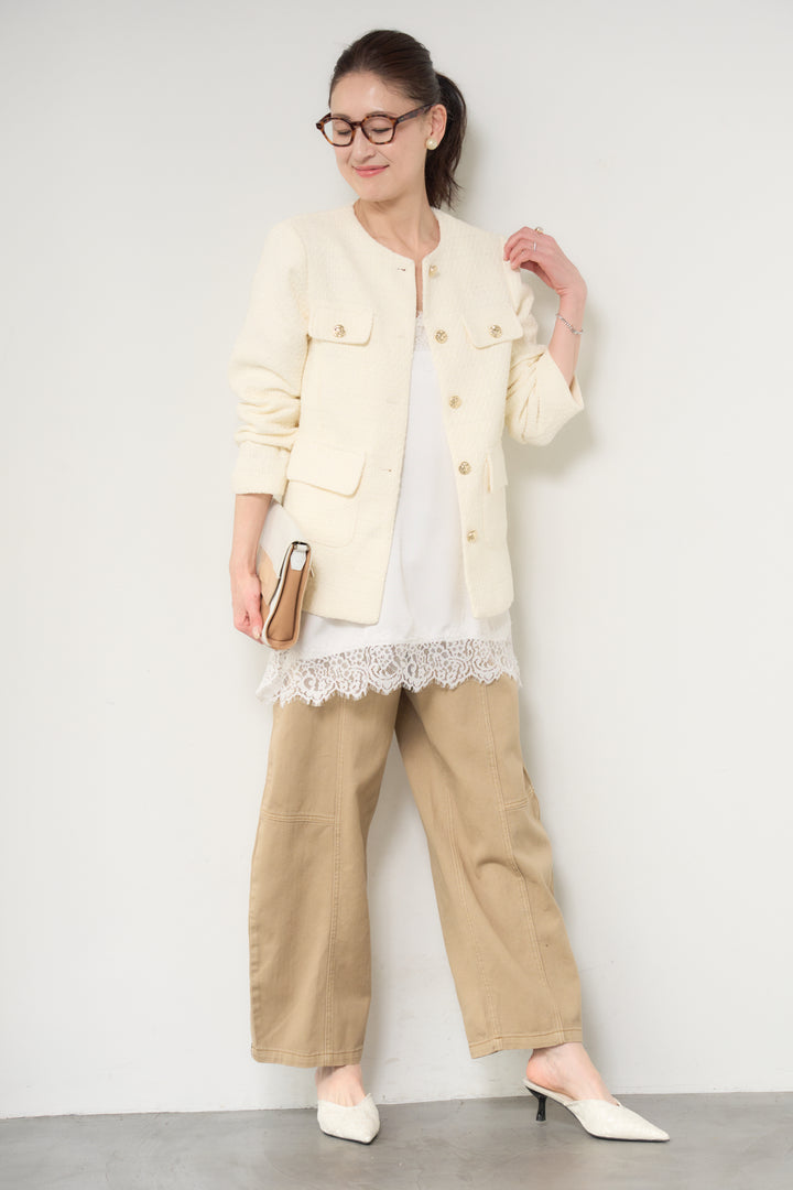 サイドスリットレースキャミソール