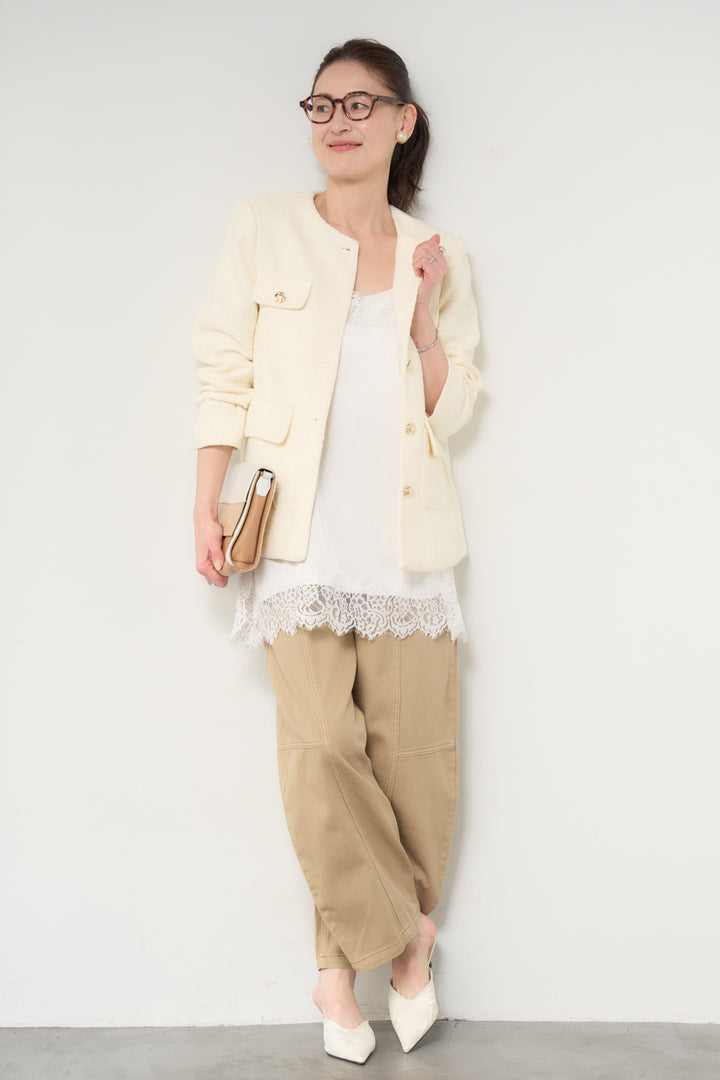 ミディ丈ツイードジャケット