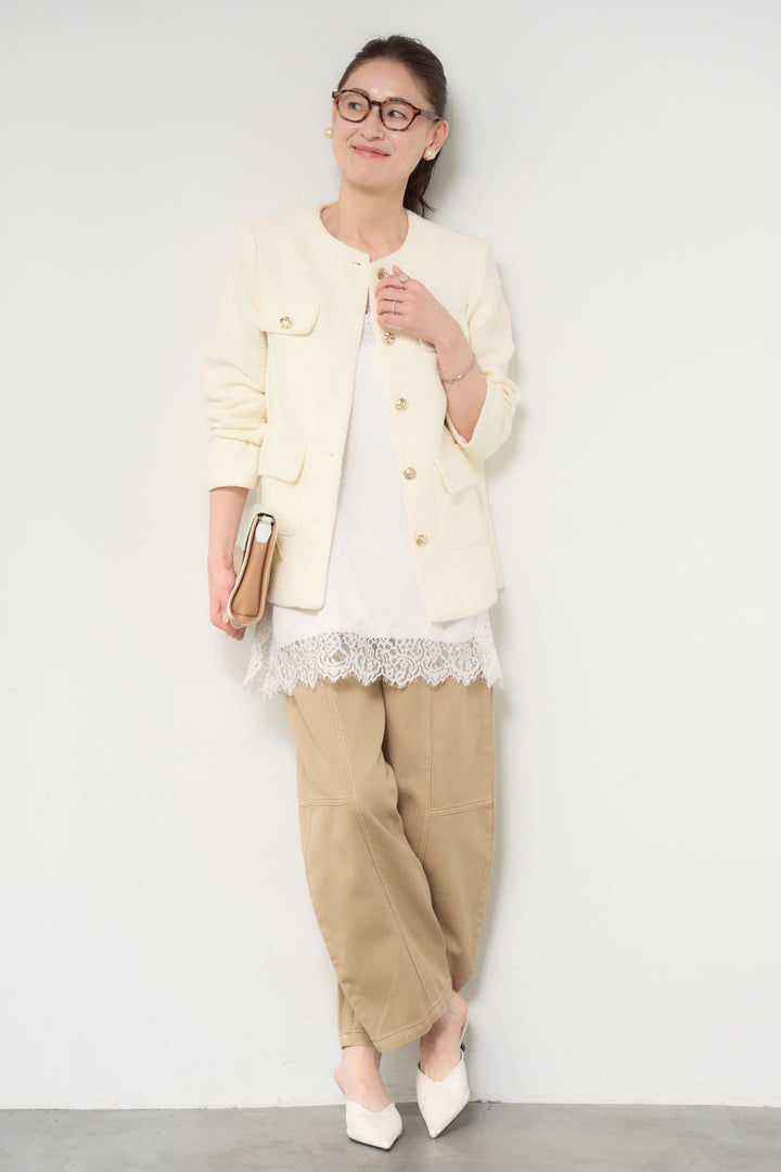 ミディ丈ツイードジャケット