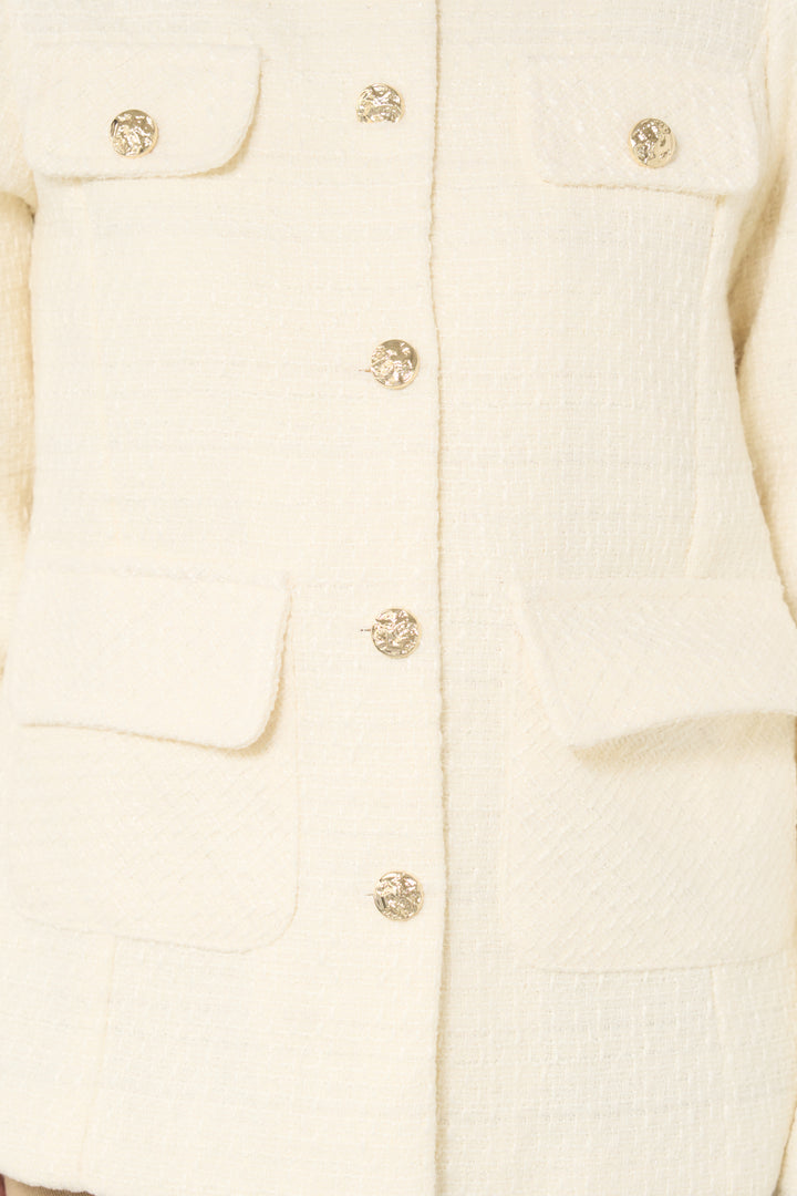 [SET]ミディ丈ツイードジャケット+サイドスリットレースキャミソール(2set)