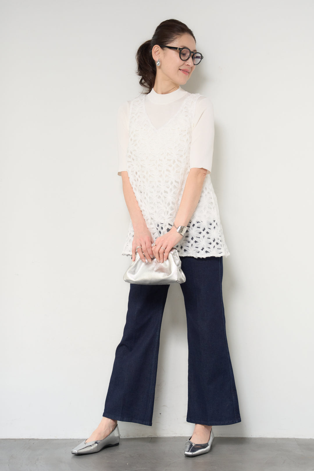 レースベスト+ニット ツインセット