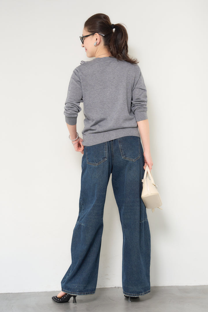 プリーツフリルニットカーディガン